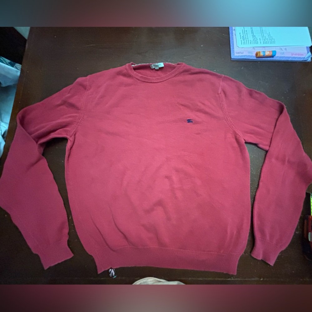 Men Burberry London red w/ blue hit large sweater preloved business luxury crew